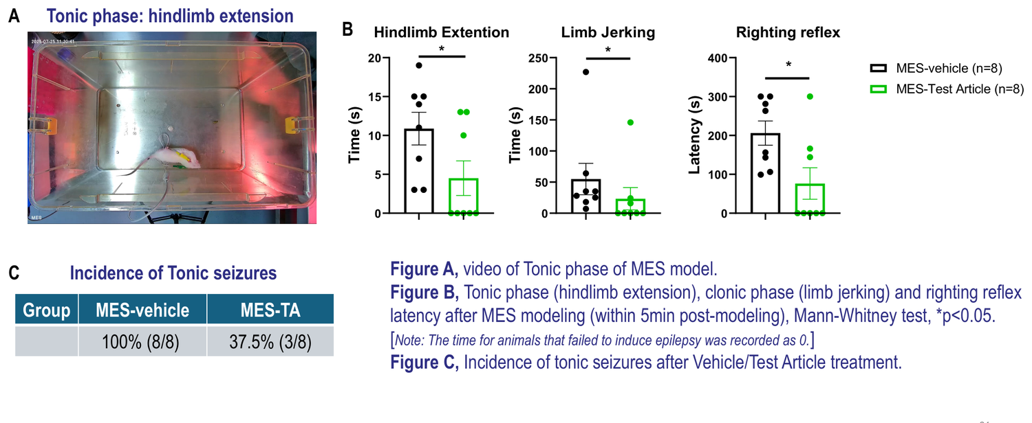 Maximal electroshock (MES)-induced seizure model — tonic seizure incidence
